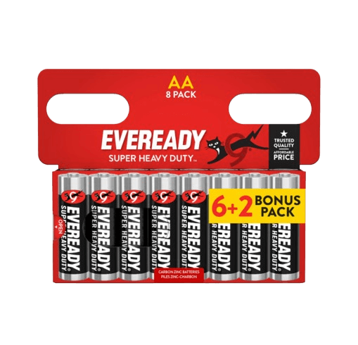 Eveready Super Heavy Duty AA Battery, 8 Pack