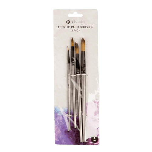 Pack of Four Art Studio Acrylic Brushes
