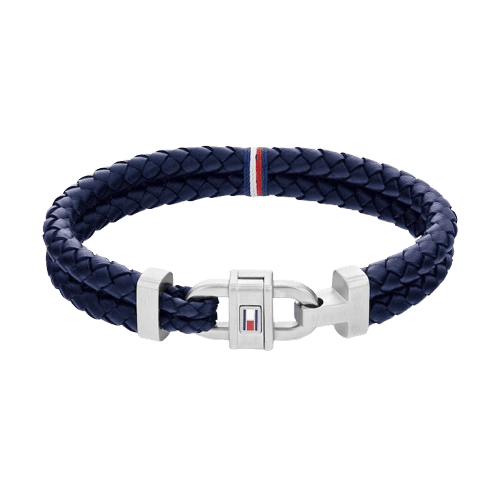 Tommy Hilfiger Blue Leather Carabiner Bracelet