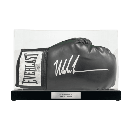 Mike Tyson Signed Black Boxing Glove With Display Case