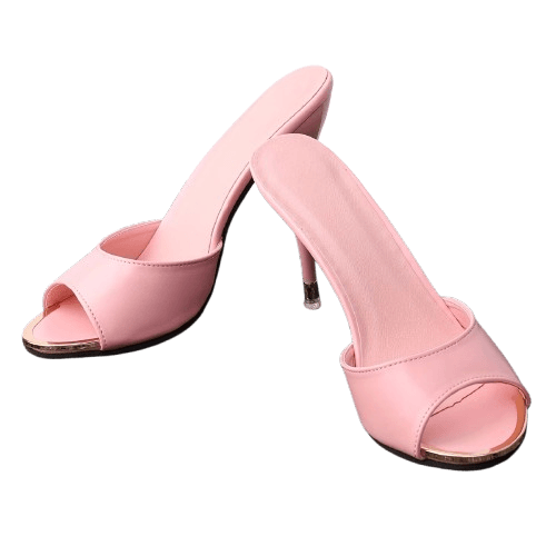 Soft Pink High - Heeled Mule Shoes