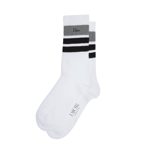 Dior Socks White Three-Tone Cotton Blend