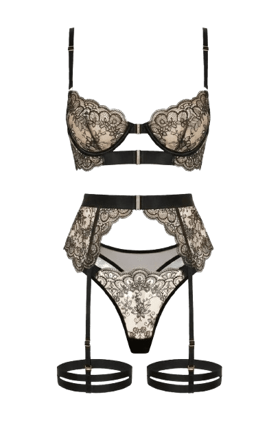 Little Nooks Nicola 3pc Lingerie Set Black