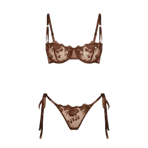 Marelia Nº 269 - Floral Embroidered Mesh Lingerie Set