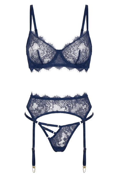 Little Nooks Isla Lace Lingerie Set Navy Blue