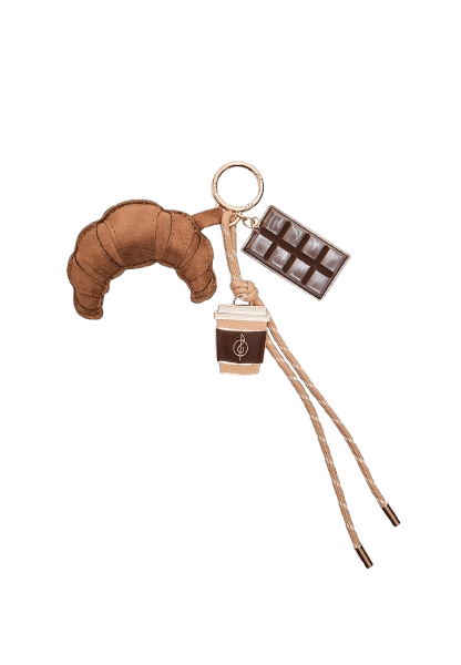 Coffee and croissant charm keyring