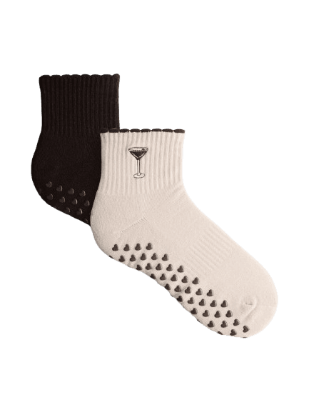 2pk Cotton Quarter Crew Yoga Socks