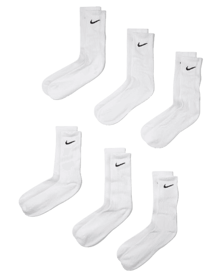 Nike Everyday Cushioned Training Crew Socks (6 Pairs) White