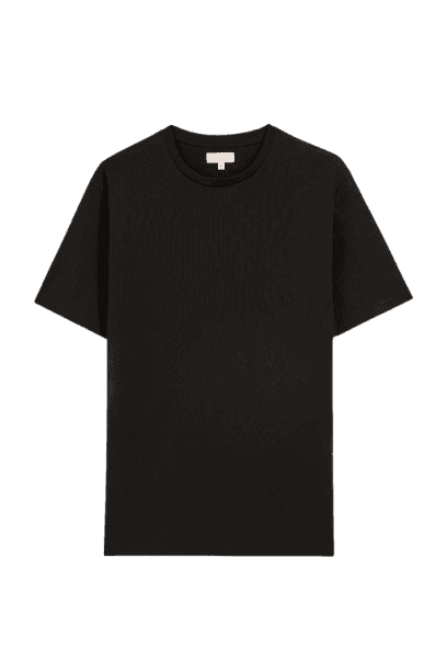 Moss Black Cotton Crew-Neck T-Shirt