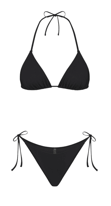 SKIMS Bikini Onyx Set - Triangle Bikini Top + Dipped Tie Bikini Bottom